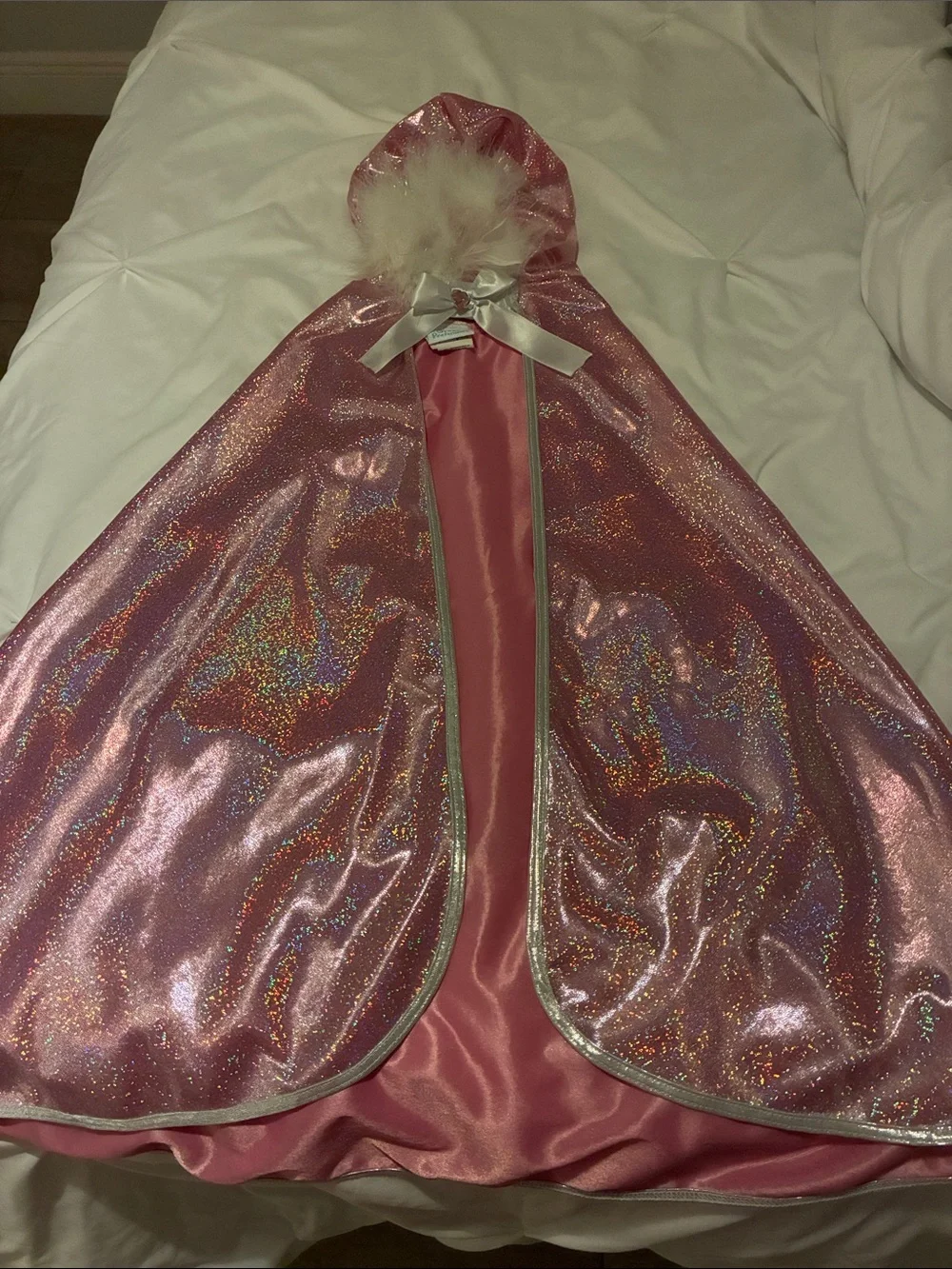 Girls' Pink holographic Sparkle Hooded Cape Jacket size 4-6